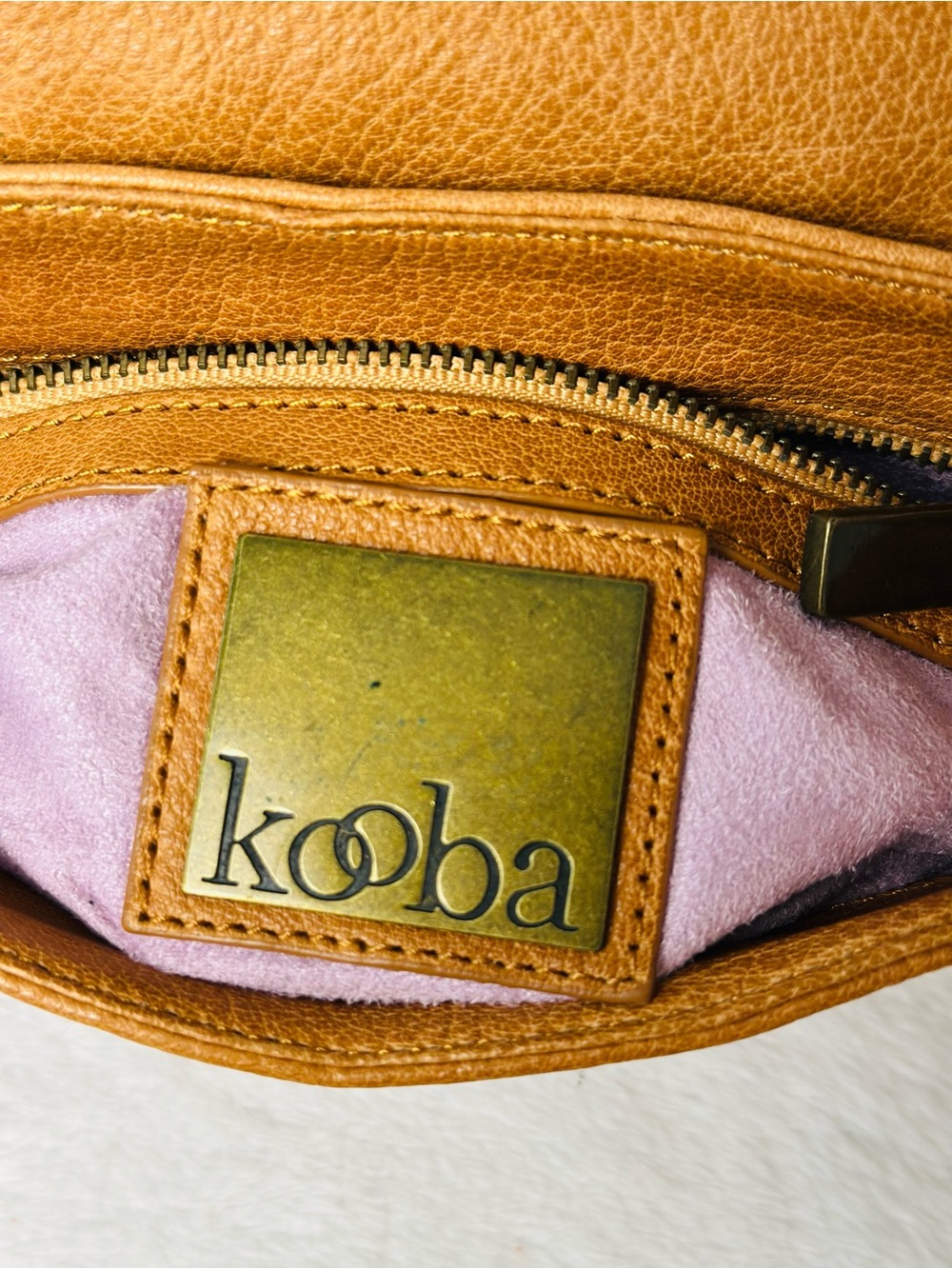 Kooba Studded Tan Leather Clutch Magnetic Flap Closure - Picture 6 of 7